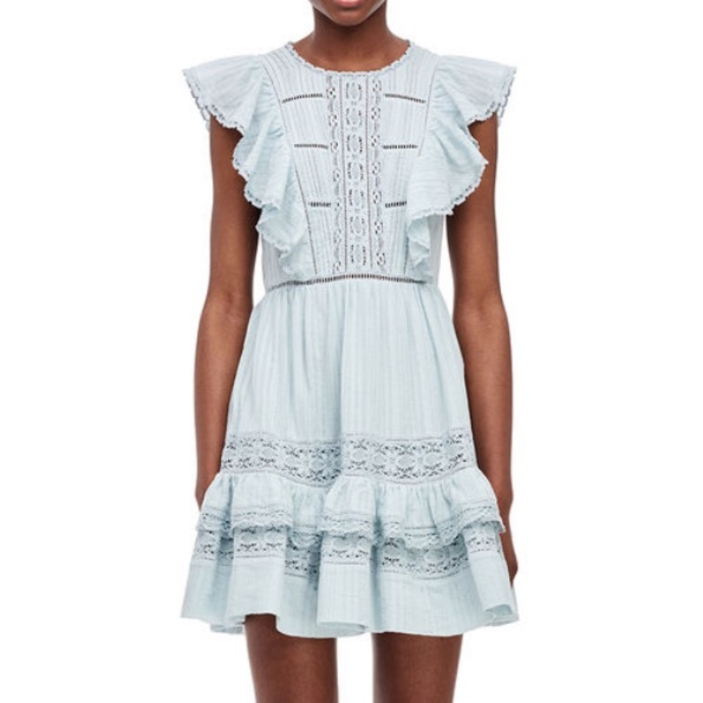 Rebecca Taylor blue lace ruffle dress